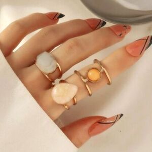 Elegant ring set of rings for women, geometric fashion jewelry